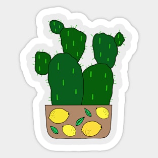 Cute Cactus Design #144: Potato Cacti In Cute Lemon Pot Sticker